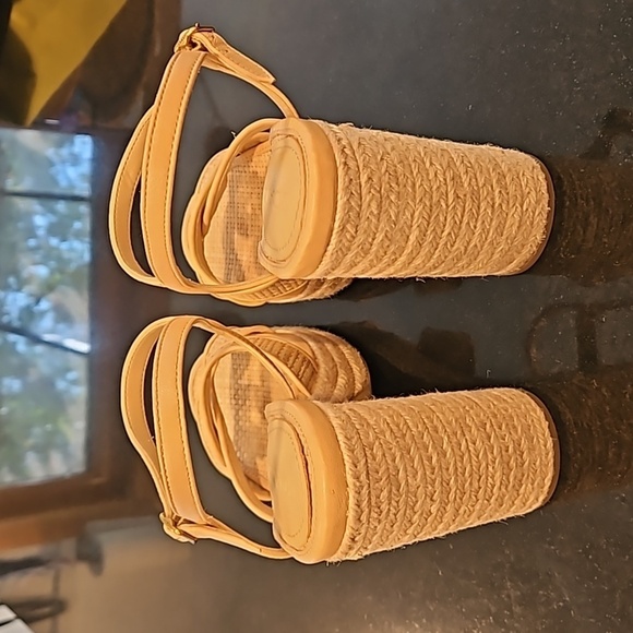 💕COACH💕 Talina Platform Raffia Espadrille Sandal ~ Neutral 10 New without Box - Picture 13 of 16